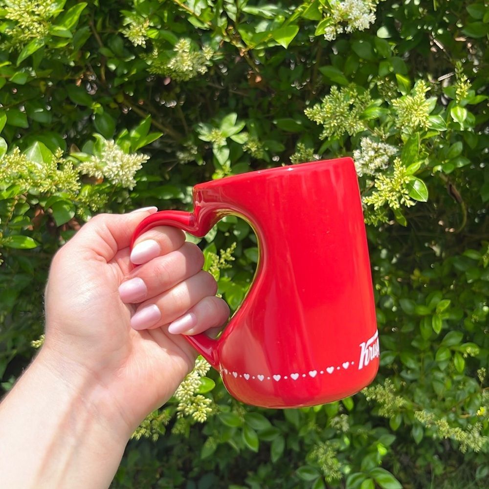 Krispy Kreme Retired Red Heart Shaped Handle Coffee Mug Collectible